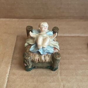 Thomas Kinkade Green and Gold Baby Jesus Figurine